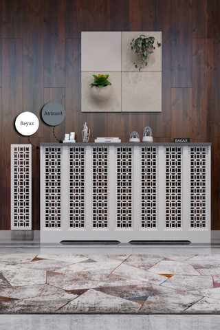 Bagax Ayasofya Model, Beyaz Üstü Antrasit Renk, 136 Cm Petek Kaplama, Dresuar