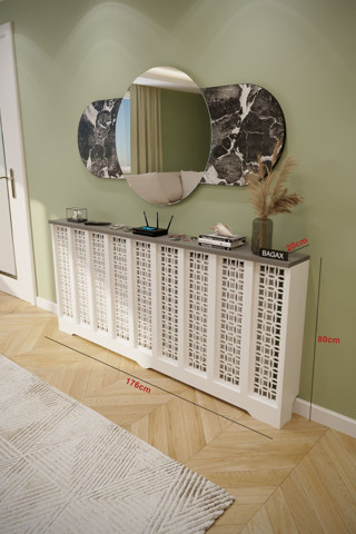 Bagax Ayasofya Model, Beyaz Üstü Antrasit Renk, 176 Cm Petek Kaplama, Dresuar