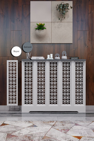 Bagax Ayasofya Model, Beyaz Üstü Antrasit Renk, 96 Cm Petek Kaplama, Dresuar