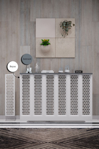 Bagax Bodrum Model, Beyaz Üstü Antrasit Renk, 116 Cm Petek Kaplama, Dresuar