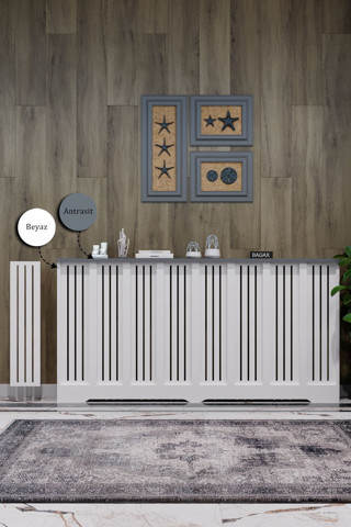 Bagax Efes Model, Beyaz Üstü Antrasit Renk, 156 Cm Petek Kaplama, Dresuar