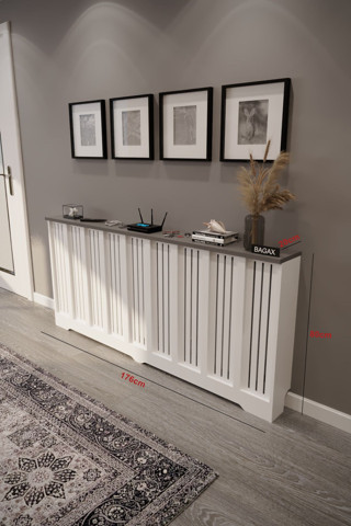 Bagax Efes Model, Beyaz Üstü Antrasit Renk, 176 Cm Petek Kaplama, Dresuar