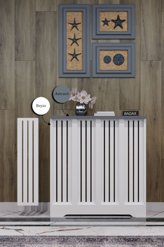 Bagax Efes Model, Beyaz Üstü Antrasit Renk, 76 Cm Petek Kaplama, Dresuar