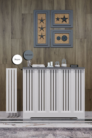 Bagax Efes Model, Beyaz Üstü Antrasit Renk, 96 Cm Petek Kaplama, Dresuar