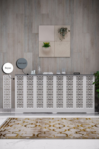 Bagax Karatay Model, Beyaz Üstü Antrasit Renk, 156 Cm Petek Kaplama, Dresuar