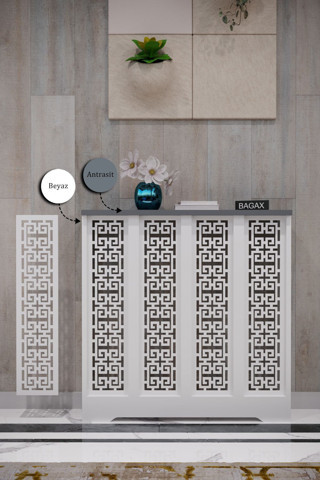 Bagax Karatay Model, Beyaz Üstü Antrasit Renk, 76 Cm Petek Kaplama, Dresuar