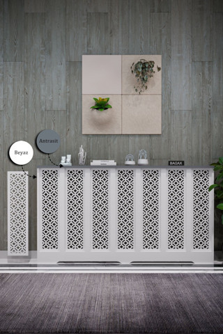 Bagax Pera Model, Beyaz Üstü Antrasit Renk, 136 Cm Petek Kaplama, Dresuar