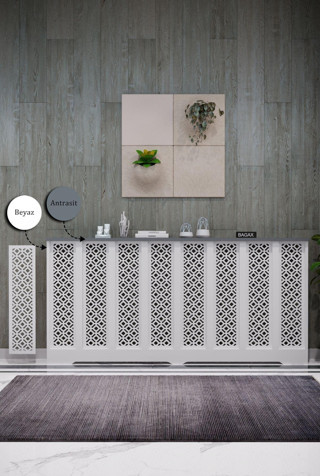 Bagax Pera Model, Beyaz Üstü Antrasit Renk, 156 Cm Petek Kaplama, Dresuar