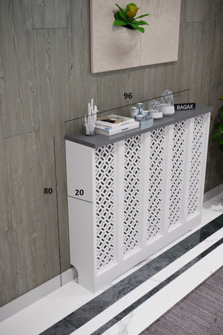 Bagax Pera Model, Beyaz Üstü Antrasit Renk, 96 Cm Petek Kaplama, Dresuar