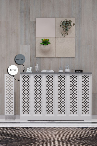 Bagax Perge Model, Beyaz Üstü Antrasit Renk, 116 Cm Petek Kaplama, Dresuar