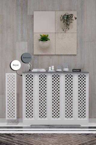 Bagax Perge Model, Beyaz Üstü Antrasit Renk, 96 Cm Petek Kaplama, Dresuar