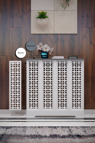 Bagax Truva Model, Beyaz Üstü Antrasit Renk, 76 Cm Petek Kaplama, Dresuar