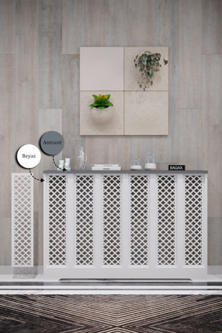 Bagax Zeugma Model, Beyaz Üstü Antrasit Renk, 116 Cm Petek Kaplama, Dresuar