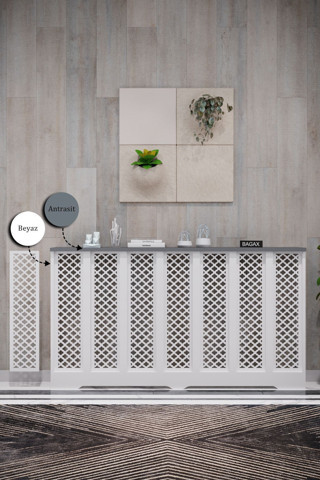 Bagax Zeugma Model, Beyaz Üstü Antrasit Renk, 136 Cm Petek Kaplama, Dresuar