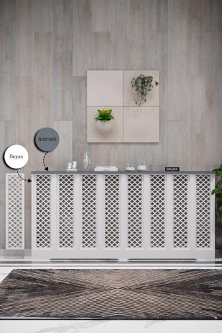 Bagax Zeugma Model, Beyaz Üstü Antrasit Renk, 156 Cm Petek Kaplama, Dresuar