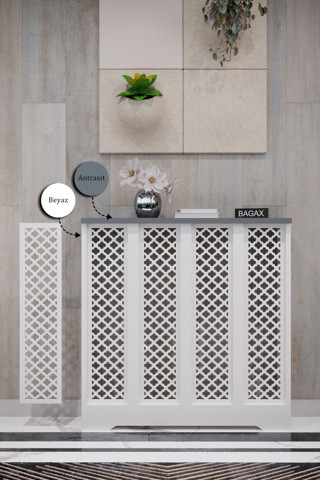 Bagax Zeugma Model, Beyaz Üstü Antrasit Renk, 76 Cm Petek Kaplama, Dresuar