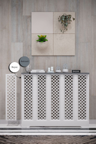 Bagax Zeugma Model, Beyaz Üstü Antrasit Renk, 96 Cm Petek Kaplama, Dresuar