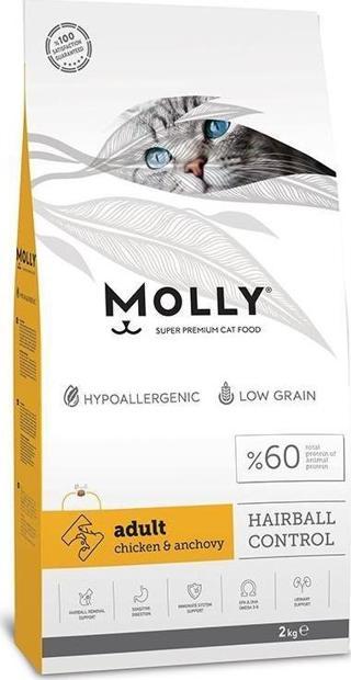 Molly Hairball Düşük Tahıllı Tavuklu Yetişkin Kedi Maması 2 Kg