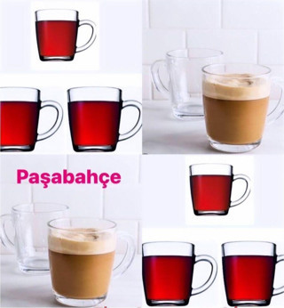 Paşabahçe basic 6 lı cam kulplu kupa bardak - kupa bardağı 340cc. 55531