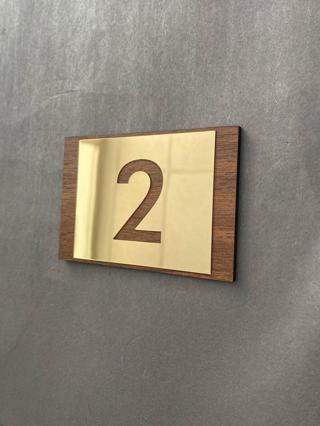  Lux Gold Aynalı Ceviz Mdf Serisi İç Mekan Apartman Daire Kapı Numarası