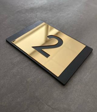 Lux Gold Aynalı Mdf Serisi İç Mekan Apartman Daire Kapı Numarası