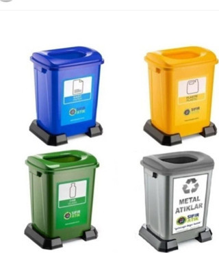 Şenyayla Plastik Şenyayla Sıfır Atık Geri Dönüşüm 4'Lü Set Çöp Kutusu Kovası 50Lt
