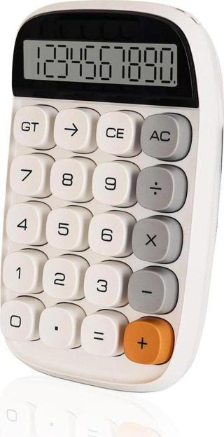Apera Mt18 Hesap Makinesi 10 Haneli Mekanik Tuşlu Büyük Lcd Ekranlı Eski Daktilo Tarzı Beyaz