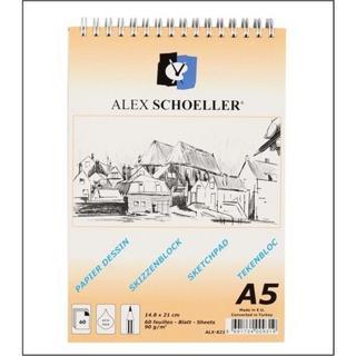 alex schoeller Alex Eskiz Blok A5 90 Gr Spiralli Dikişli 60 Yaprak Alx-821