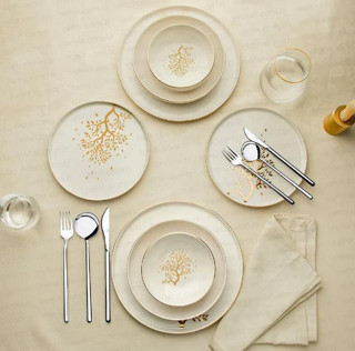 Nehir Duru Hayat Ağacı Yaldızlı 24 Parça Porselen Yemek Takımı