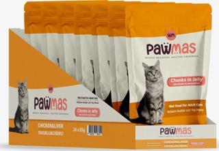 Pawmas Tavuklu Ve Ciğerli Yetişkin Kedi Yaş Maması 85 Gr x24 Adet