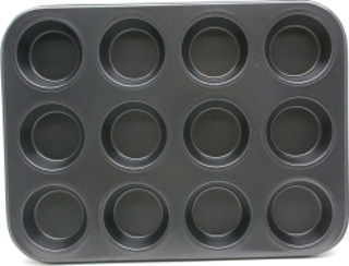 12 GÖZLÜ METAL - SİYAH DÜZ MUFFIN KALIP  GO50605709730