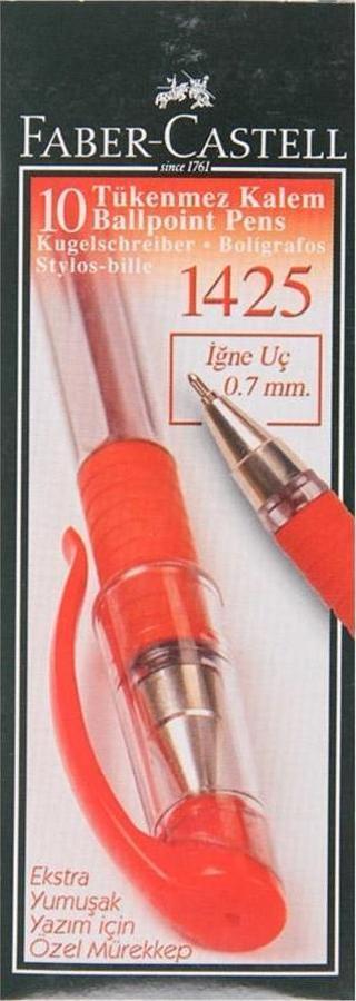 Faber-Castell 1425 Tükenmez Kalem 0.7 mm İğne Uçlu Kırmızı 10'lu Paket