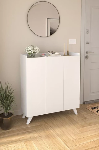 Bofigo 3 Kapaklı Ayakkabılık 8 Raflı Ayakkabılık Çok Amaçlı Dolap Ayakkabı Dolabı Kumsal Beyaz