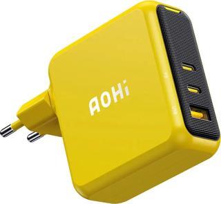 Aohi Magcube 3 Portlu Şarj Adaptörü, 140W Şarj Cihazı, GaN+ 100W Hızlı Şarj İstasyonu, Sarı