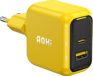 Aohi Magcube 2 Portlu Şarj Adaptörü, GaN+ 67W Hızlı Şarj Cihazı, Sarı