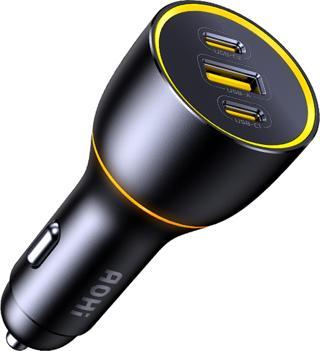 Aohi Superauto Araç İçi Şarjı, 3 Portlu PD 170W Type-C to Type-C, USB, Hızlı Şarj Çakmaklık Adaptörü