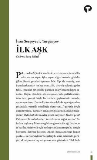 İlk Aşk İvan Sergeyeviç Turgenyev Turkuvaz Kitap