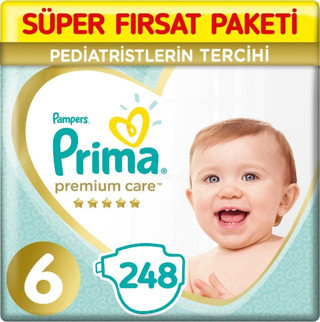 Prima Premium Care 6 Beden Bebek Bezi  62x4 248 Adet