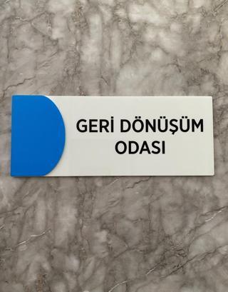 Ortaokula Uygun Renk Mavi Geri Dönüşüm Odası Yön Levhası Kapı İsimliği