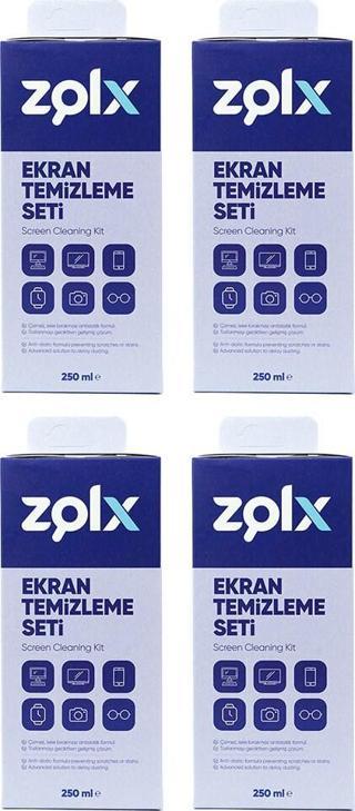 Zolx Ekran Temizleme Seti 250 ml - 4 Adet (Mikrofiber Bez)
