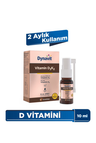 Dynavit Vitamin D3K2 10 mL Sprey  – 1000IU D3 & 20mcg K2 Vitamini - Kas & Kemik & Bağışıklık