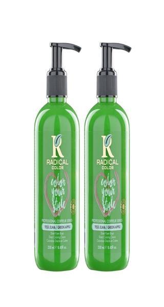 Radical Color NEW 25/Greenapple Amonyaksız Su Bazlı Saç Boyası 250 ML 2 Adet Yeşil Elma