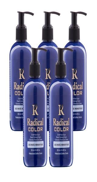 Radical Color NEW 25/Midnightblue Amonyaksız Su Bazlı Saç Boyası 250 ML 5 Adet Gece Mavisi