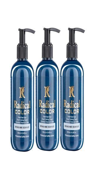 Radical Color NEW 25/Oceanblue Amonyaksız Su Bazlı Saç Boyası 250 ML 3 Adet Okyanus Mavi