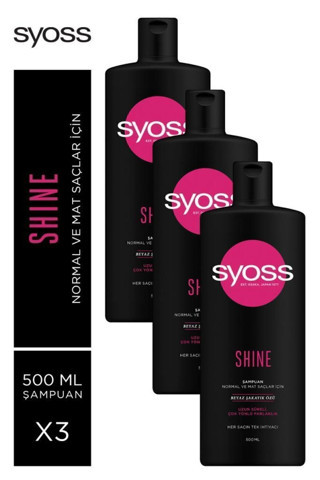 Syoss Shine Şampuan 500 Ml - 3 Adet - Saç Temizliği Ve Bakımı