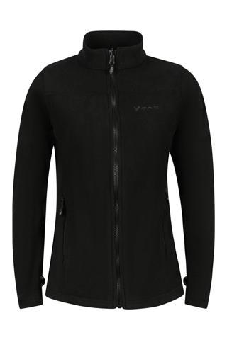 2AS Cara Kadın Tam Fermuarlı İnce Polar Sweatshirt Siyah