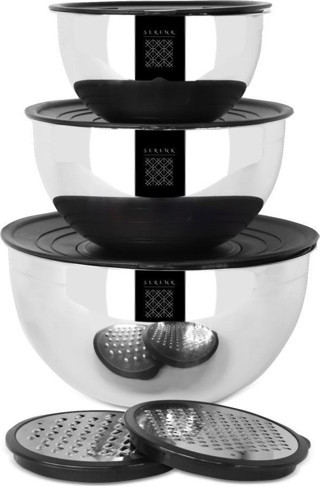 Serenk Modernist 9 parça Rendeli Çelik Karıştırma ve Saklama Kabı