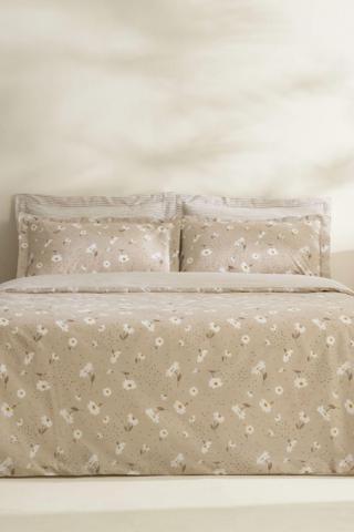 Karaca Home Daisy %100 Pamuk Tek Kişilik Nevresim Takımı Bej