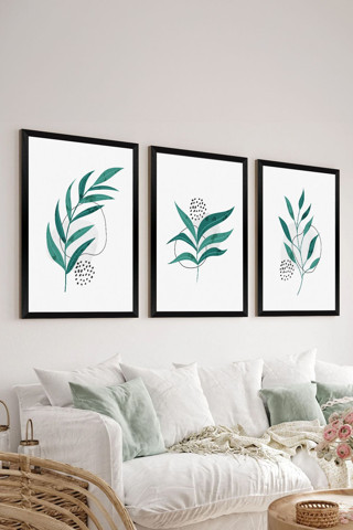 Artavessa 3 Parça Siyah Çerçeve Görünümlü Mdf Tablo Seti - Set 30