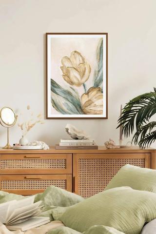 Artavessa Tek Parça Kahverengi Gerçek Ahşap Çerçeveli Tablo Seti - Model 24